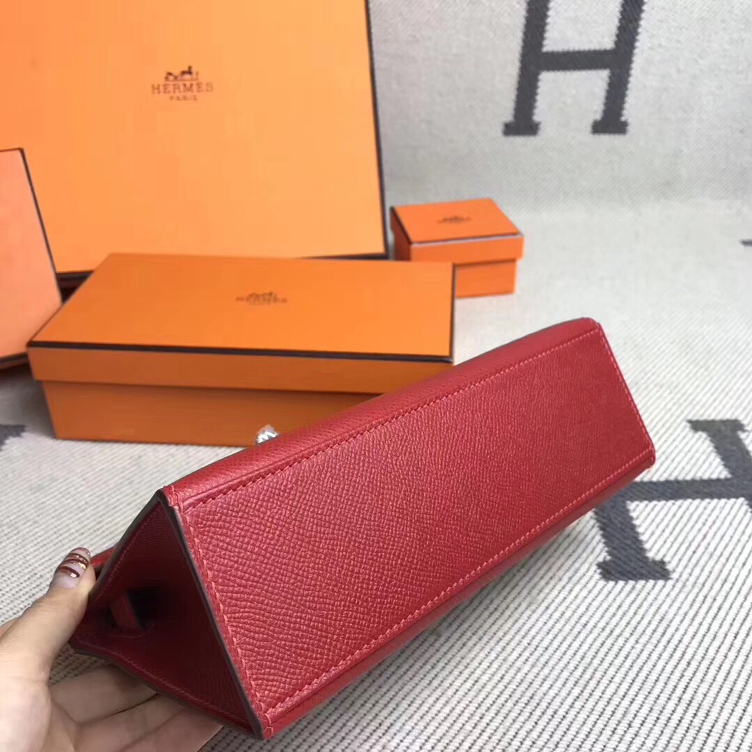 에르메스 미니 켈리백22 루즈그르나 금장 은장 앱송